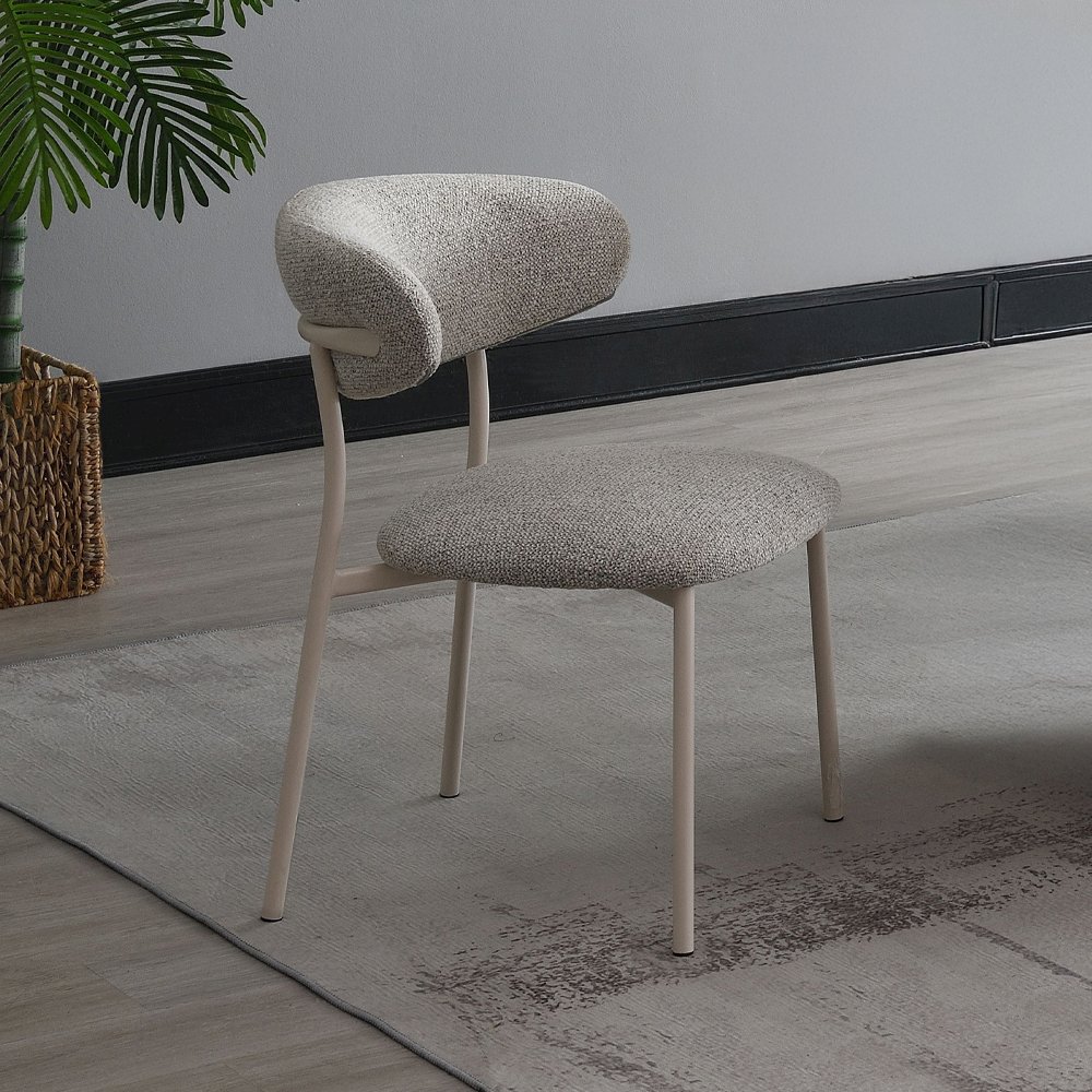 Kalam Side Chair (Set-2) Light Gray Boucle. Picture 1