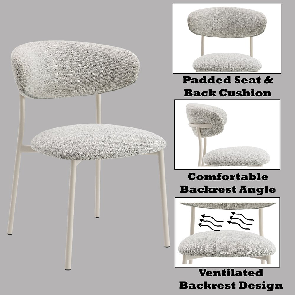 Kalam Side Chair (Set-2) Light Gray Boucle. Picture 7