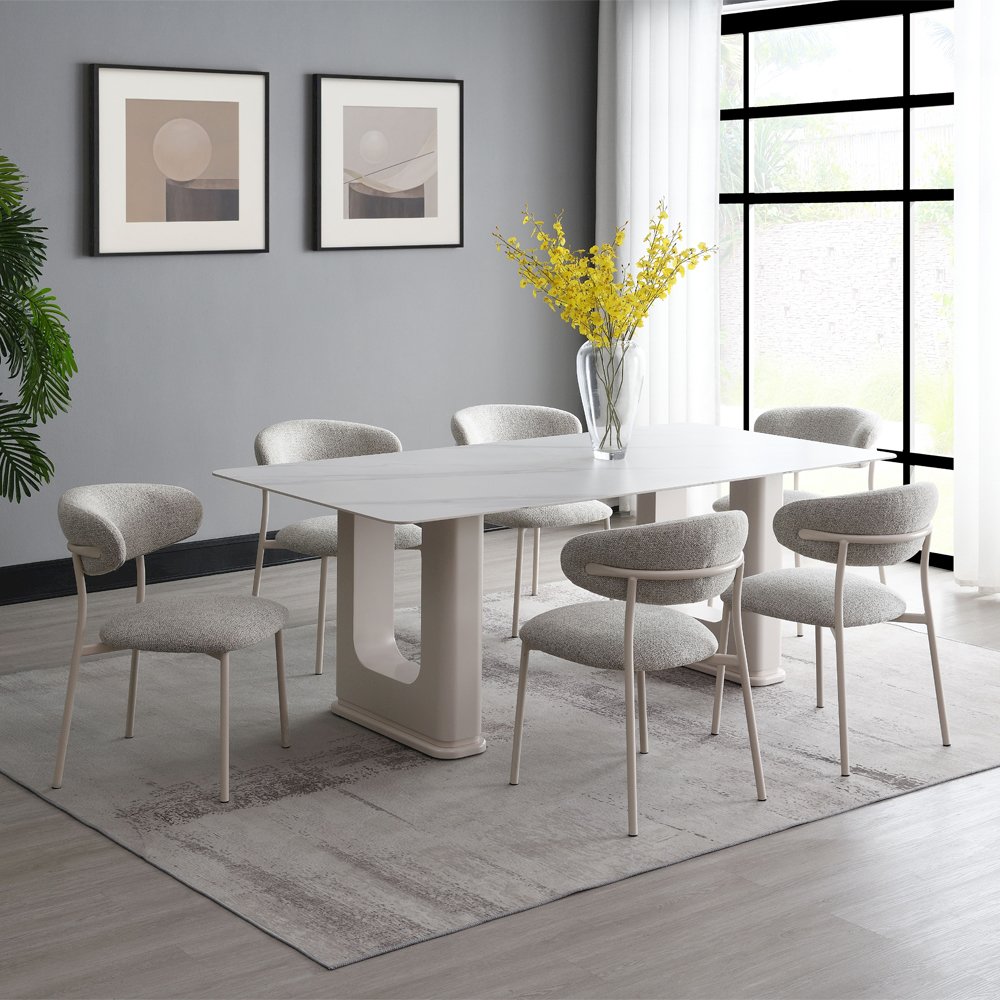 Kalam Side Chair (Set-2) Light Gray Boucle. Picture 8