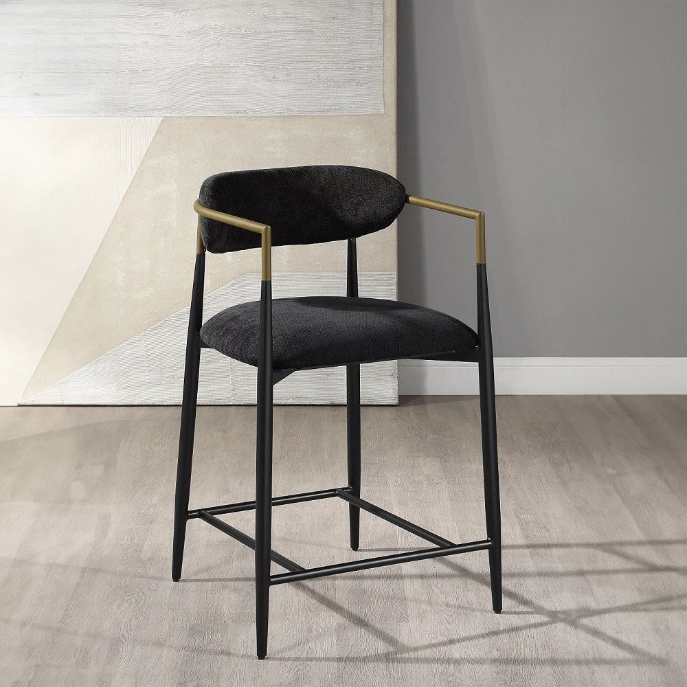 Jaramillo Counter Height Chair (Set-2) Black Chenille & Black. Picture 1