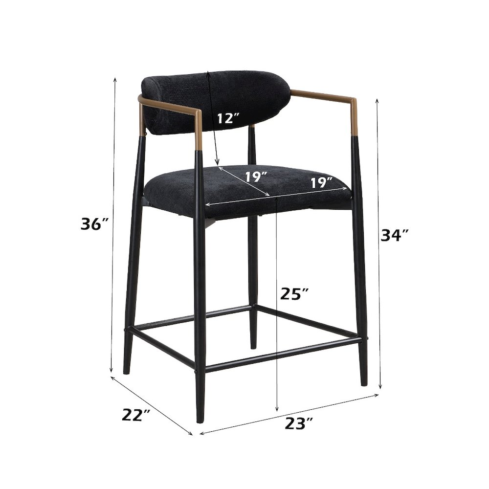 Jaramillo Counter Height Chair (Set-2) Black Chenille & Black. Picture 6