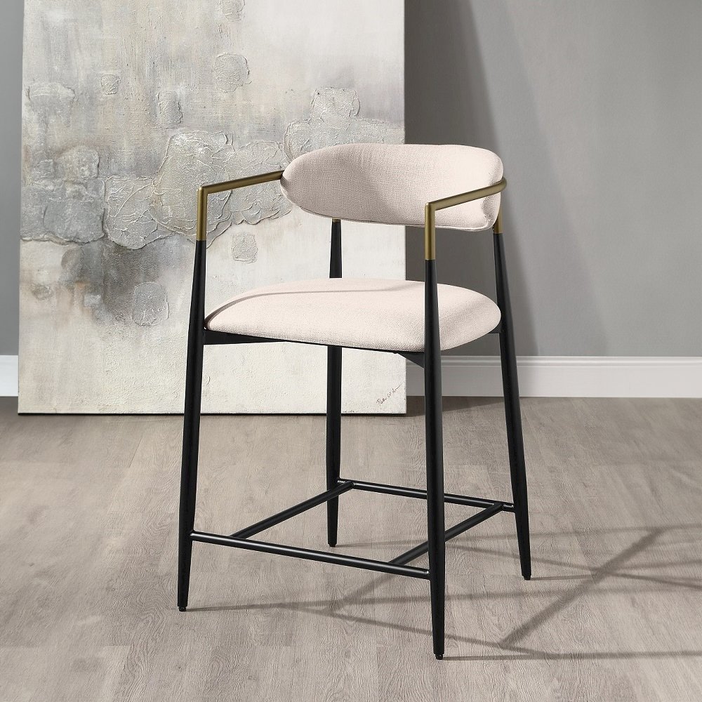 Jaramillo Counter Height Chair (Set-2) Beige Linen & Black. Picture 1