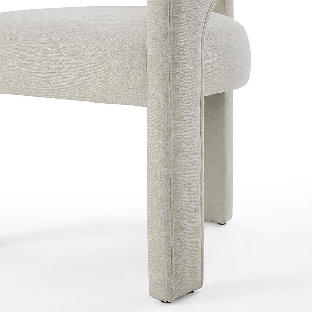 Linen-Upholstered Accent Chair for Living Room with Solid Wood Legs, Beige Linen, Set of 2. Picture 8