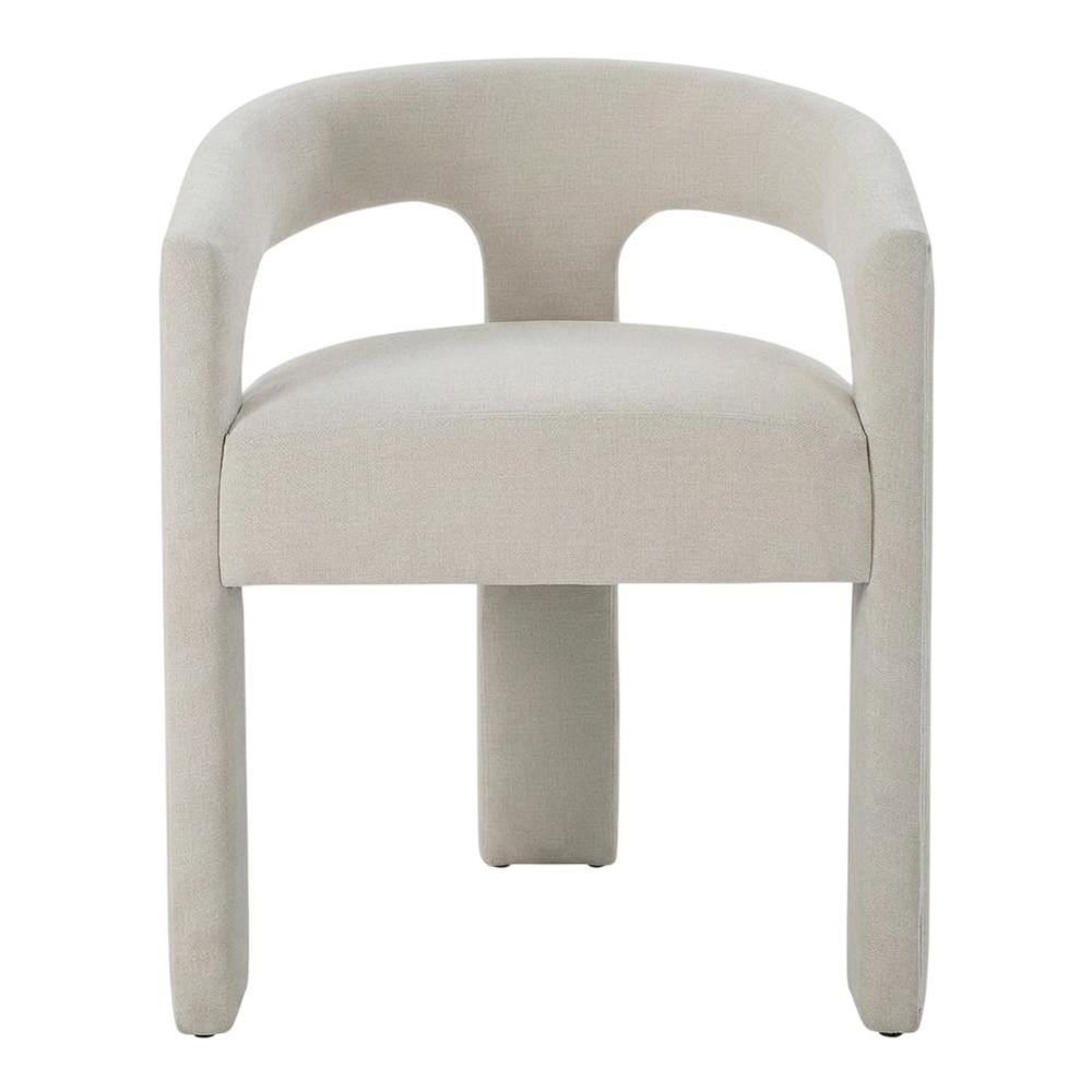 Linen-Upholstered Accent Chair for Living Room with Solid Wood Legs, Beige Linen, Set of 2. Picture 2