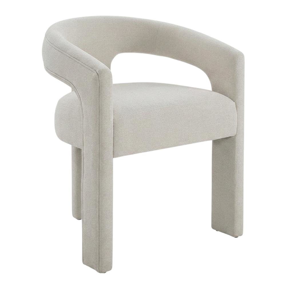 Linen-Upholstered Accent Chair for Living Room with Solid Wood Legs, Beige Linen, Set of 2. Picture 5