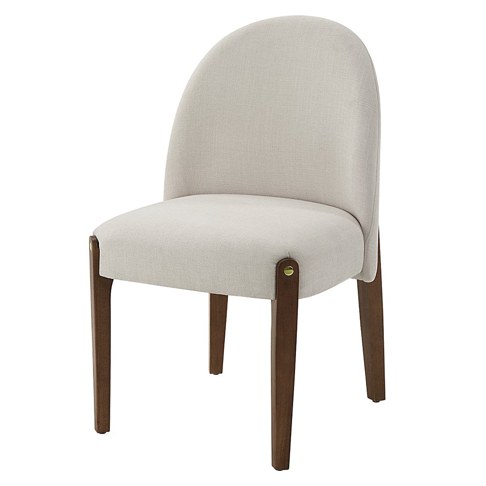 Gamarya Side Chair (Set-2) Beige Chenille & Dark Oak. Picture 2