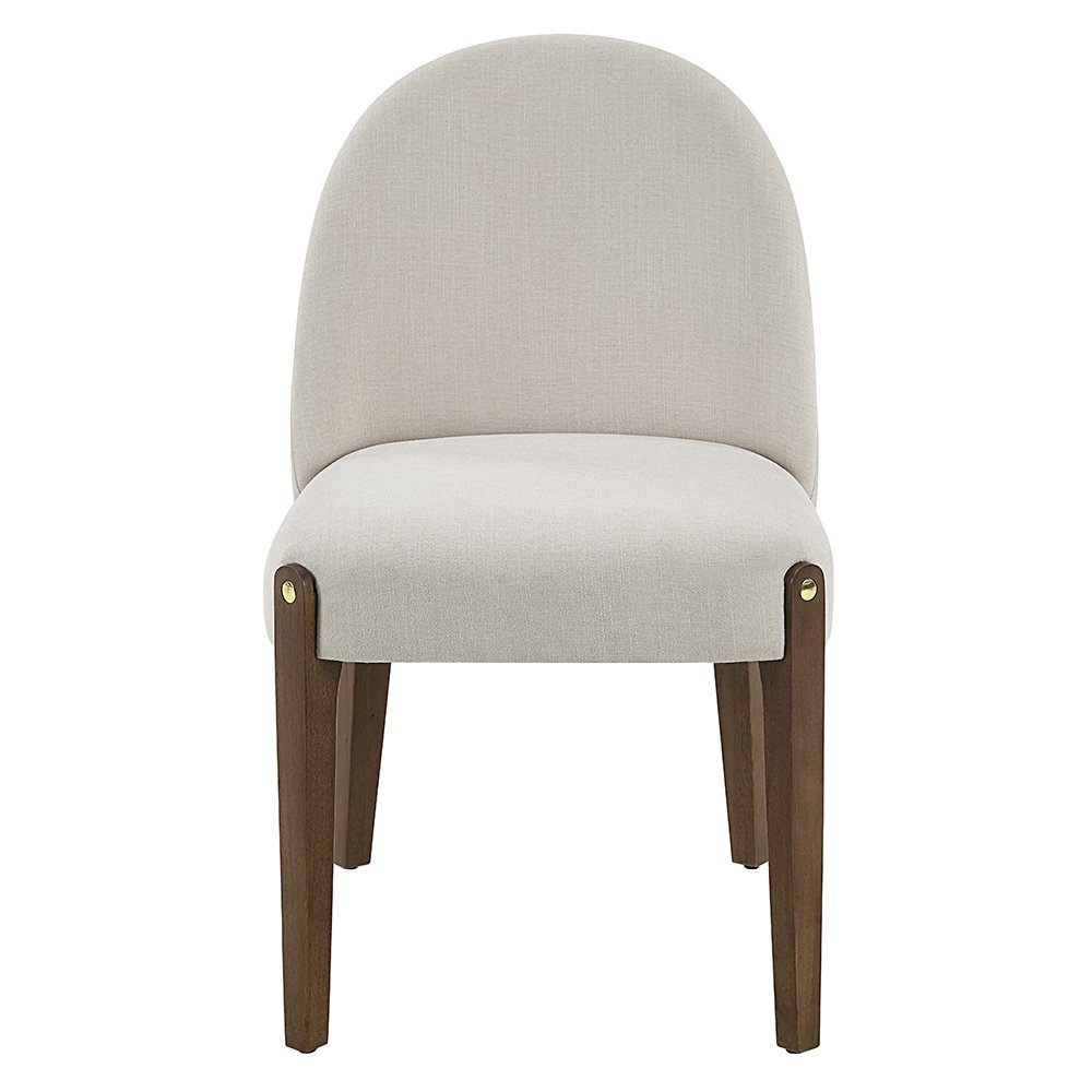 Gamarya Side Chair (Set-2) Beige Chenille & Dark Oak. Picture 3