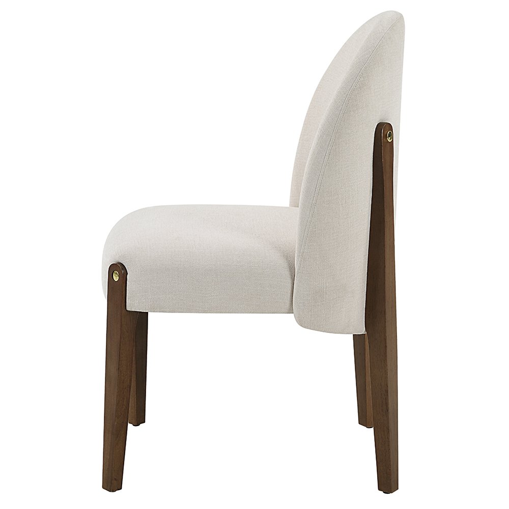 Gamarya Side Chair (Set-2) Beige Chenille & Dark Oak. Picture 4