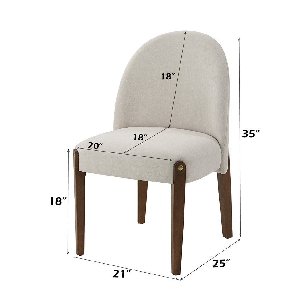 Gamarya Side Chair (Set-2) Beige Chenille & Dark Oak. Picture 8