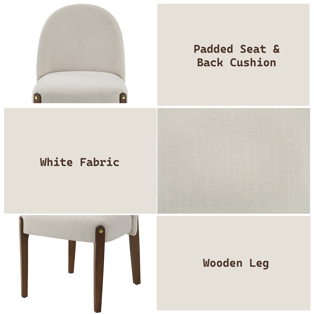 Gamarya Side Chair (Set-2) Beige Chenille & Dark Oak. Picture 9