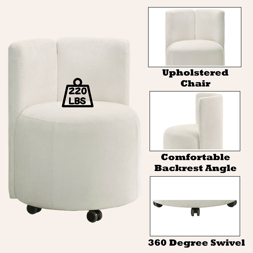 Blayde Side Chair w/Swivel (Set-2) White Chenille. Picture 7