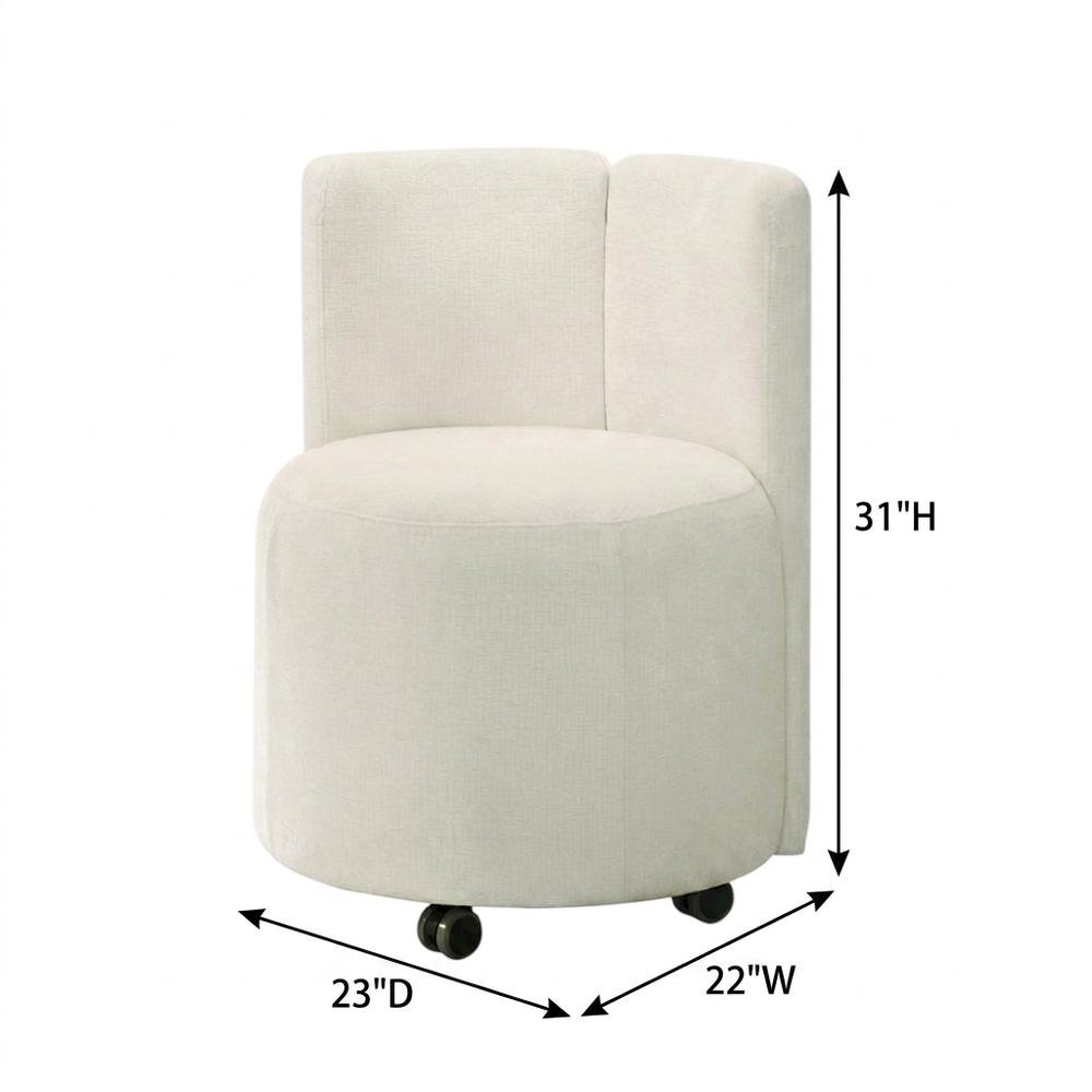 Chenille Upholstered Swivel Accent Chair, White Chenille, Set of 2. Picture 6