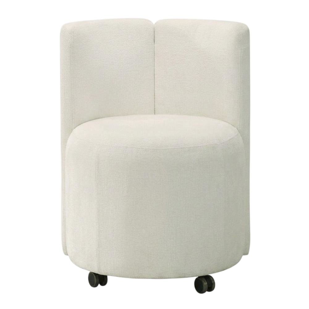 Chenille Upholstered Swivel Accent Chair, White Chenille, Set of 2. Picture 2