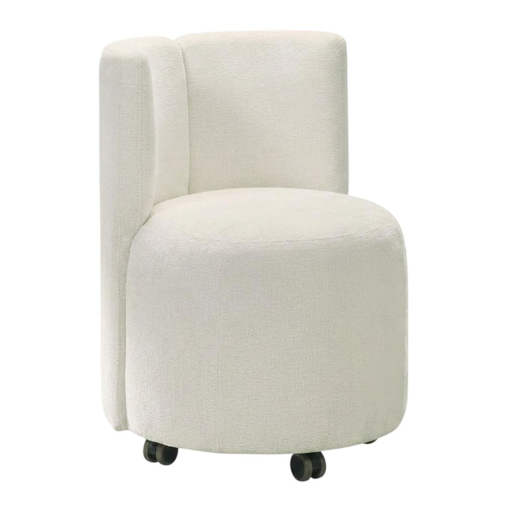 Chenille Upholstered Swivel Accent Chair, White Chenille, Set of 2. Picture 5