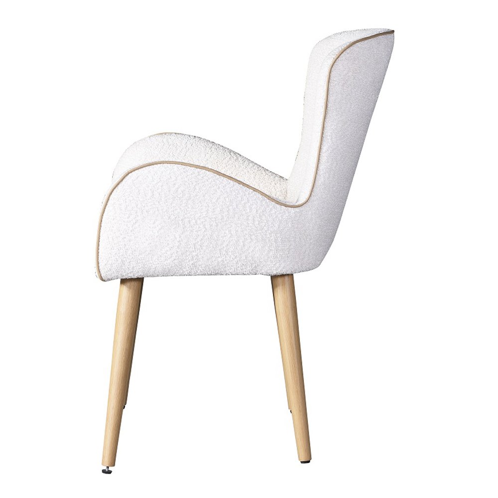 Qwin Side Chair (Set-2) Beige Boucle & Oak. Picture 4