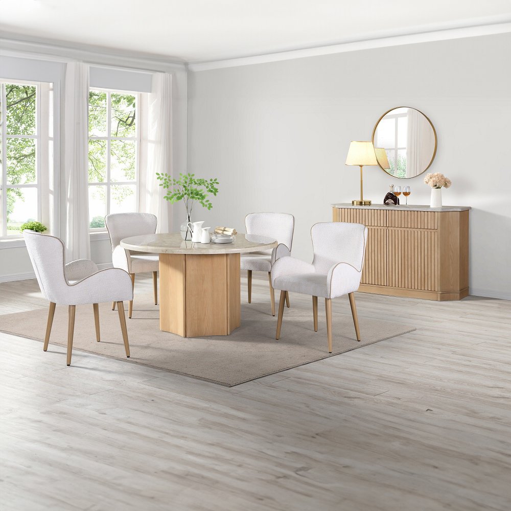 Qwin Side Chair (Set-2) Beige Boucle & Oak. Picture 7