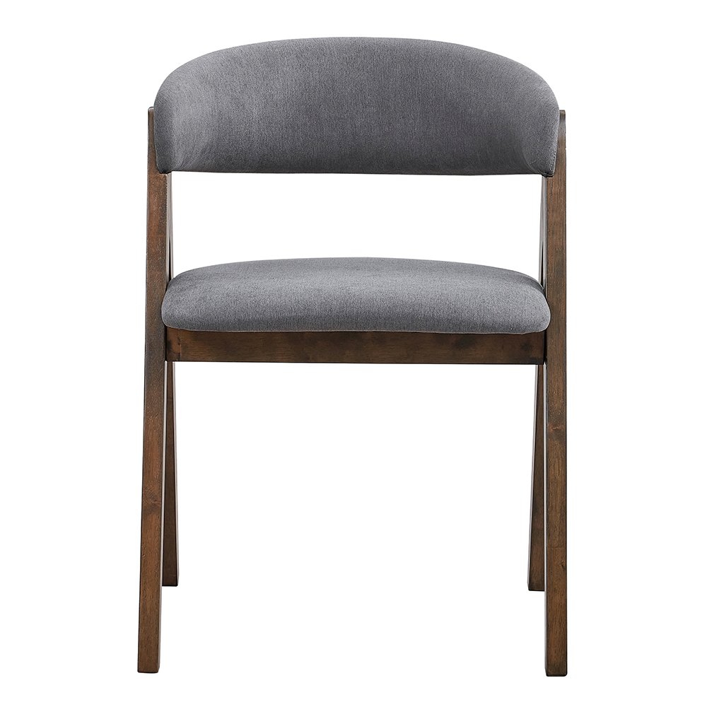 Keiki Side Chair (Set-2) Gray Fabric & Walnut. Picture 3