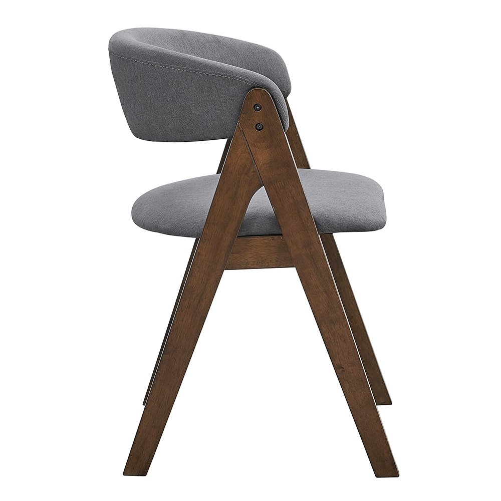 Keiki Side Chair (Set-2) Gray Fabric & Walnut. Picture 4