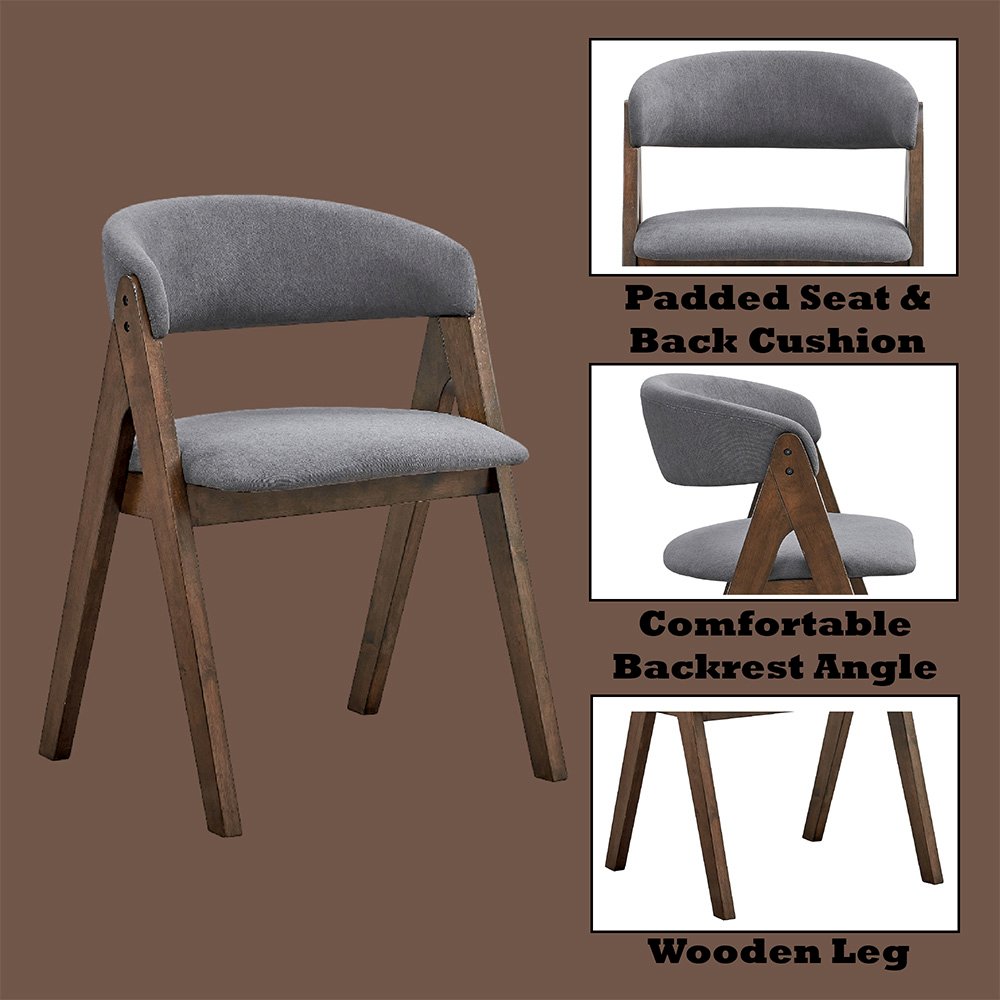 Keiki Side Chair (Set-2) Gray Fabric & Walnut. Picture 8