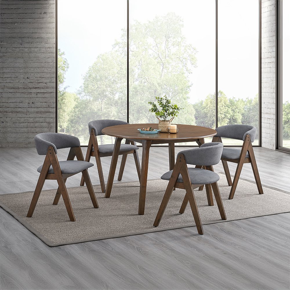 Keiki Side Chair (Set-2) Gray Fabric & Walnut. Picture 7