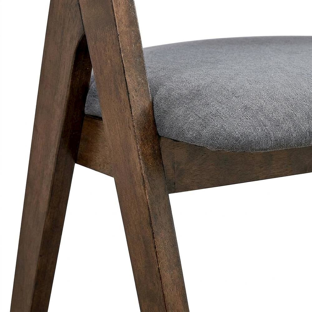 Fabric-Upholstered Side Chair with Walnut Wood Legs, Gray Fabric, Set of 2. Picture 8