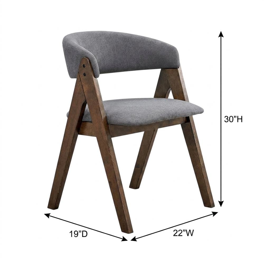Fabric-Upholstered Side Chair with Walnut Wood Legs, Gray Fabric, Set of 2. Picture 6