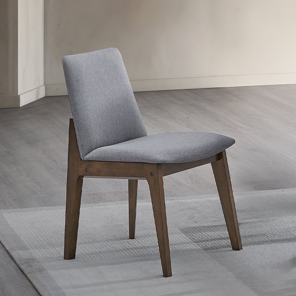 kaela Side Chair (Set-2) Light Gray Fabric & Walnut. Picture 1