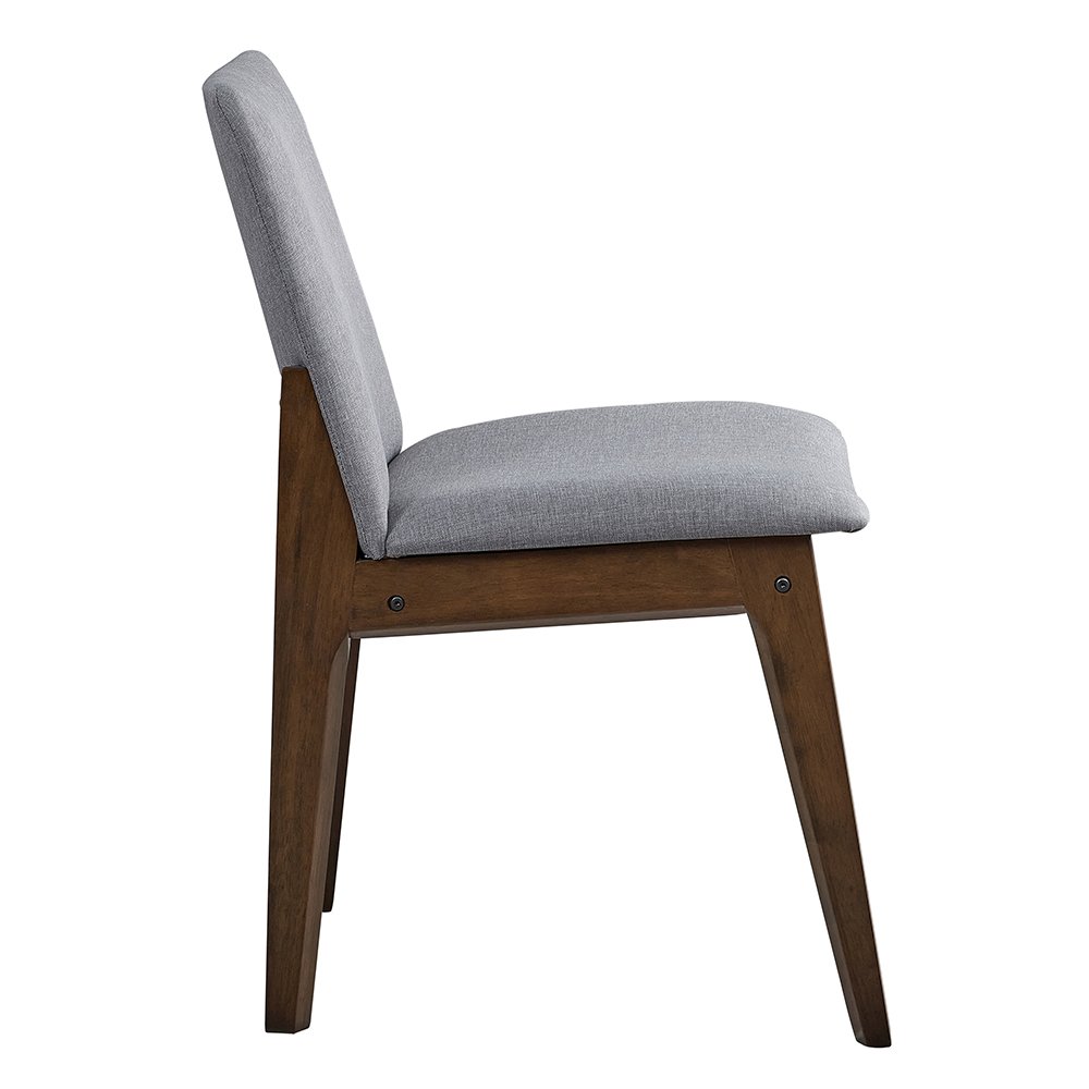 kaela Side Chair (Set-2) Light Gray Fabric & Walnut. Picture 4