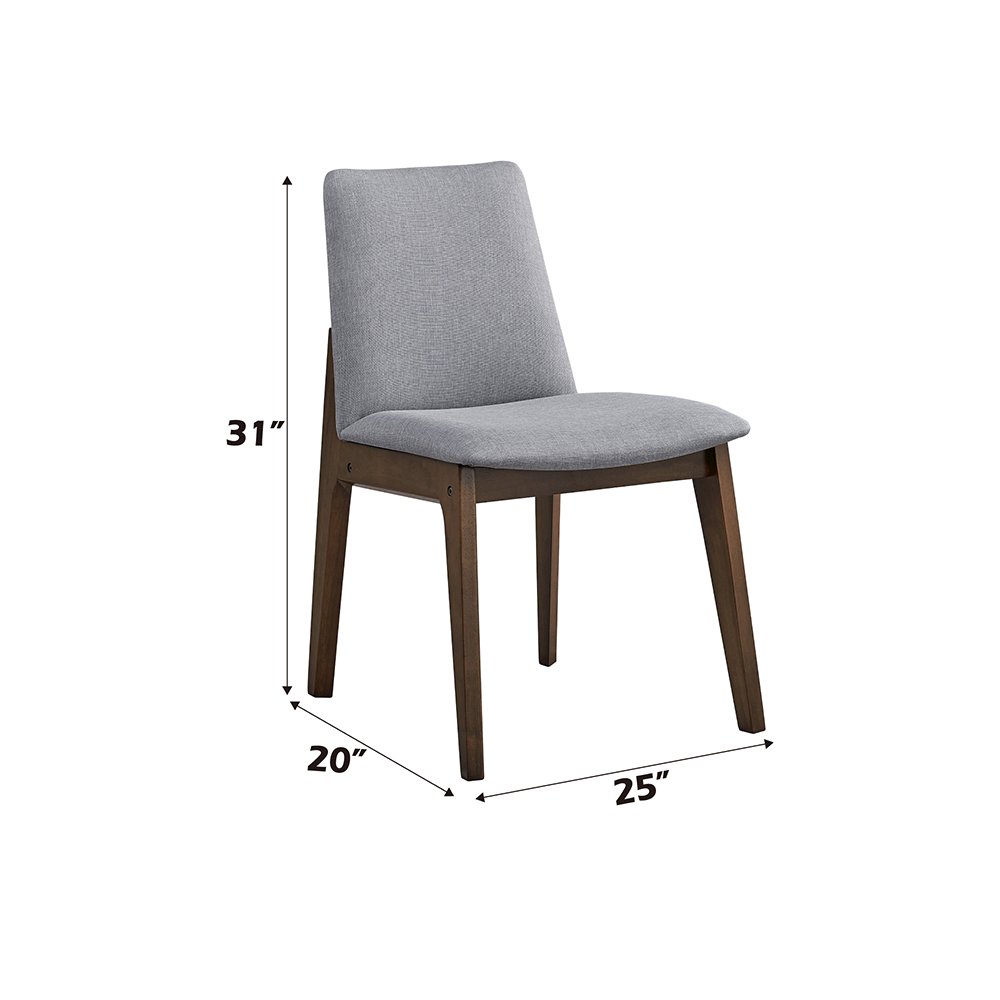 kaela Side Chair (Set-2) Light Gray Fabric & Walnut. Picture 8