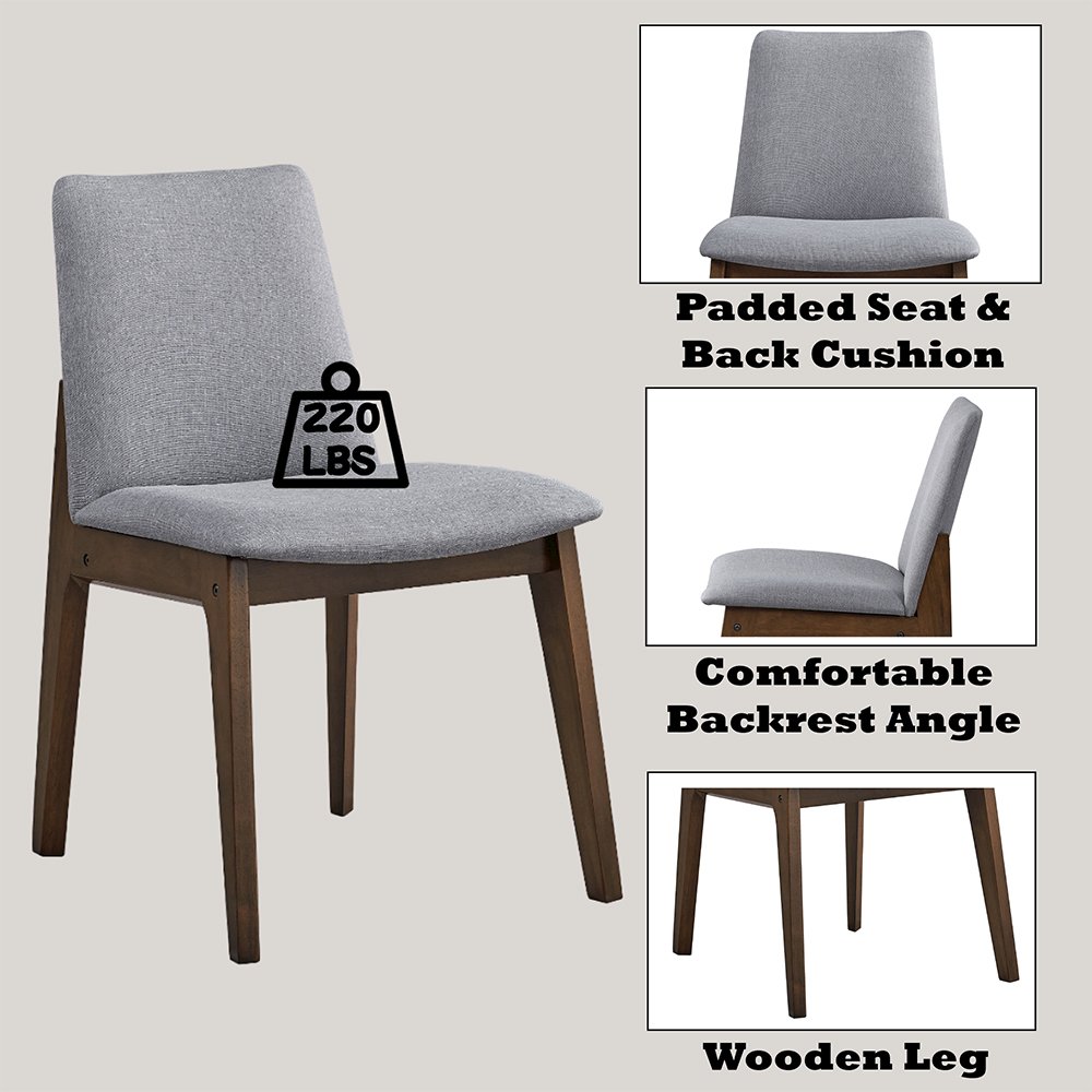 kaela Side Chair (Set-2) Light Gray Fabric & Walnut. Picture 9