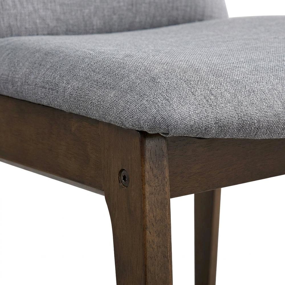 Fabric Dining Side Chair, Scandinavian, Light Gray Fabric & Walnut, Set of 2. Picture 8