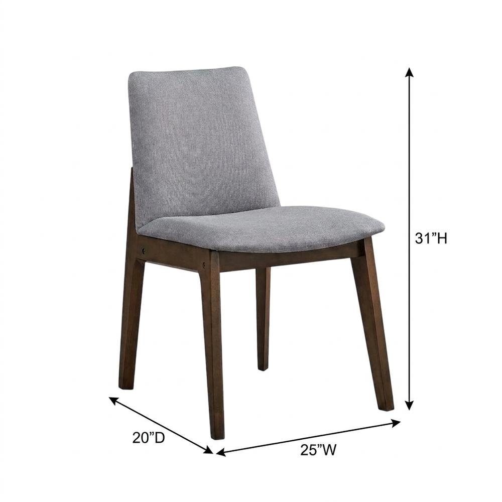 Fabric Dining Side Chair, Scandinavian, Light Gray Fabric & Walnut, Set of 2. Picture 6