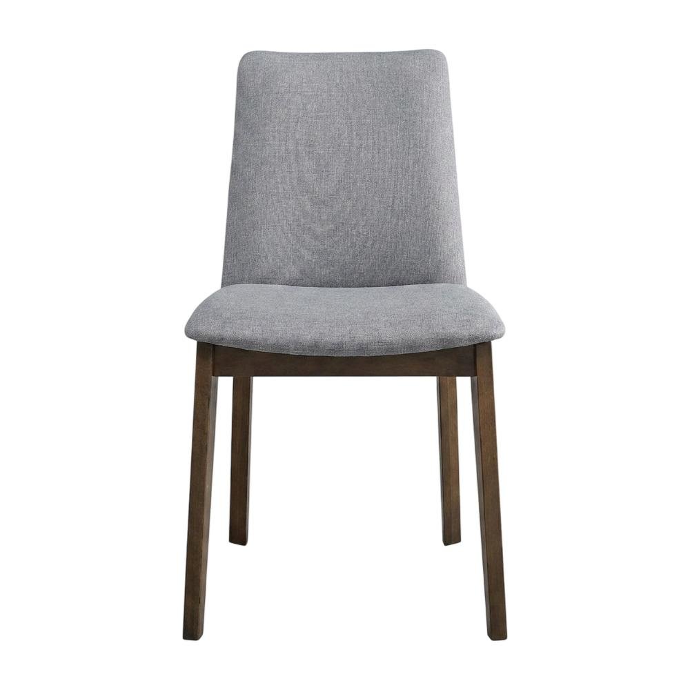 Fabric Dining Side Chair, Scandinavian, Light Gray Fabric & Walnut, Set of 2. Picture 2