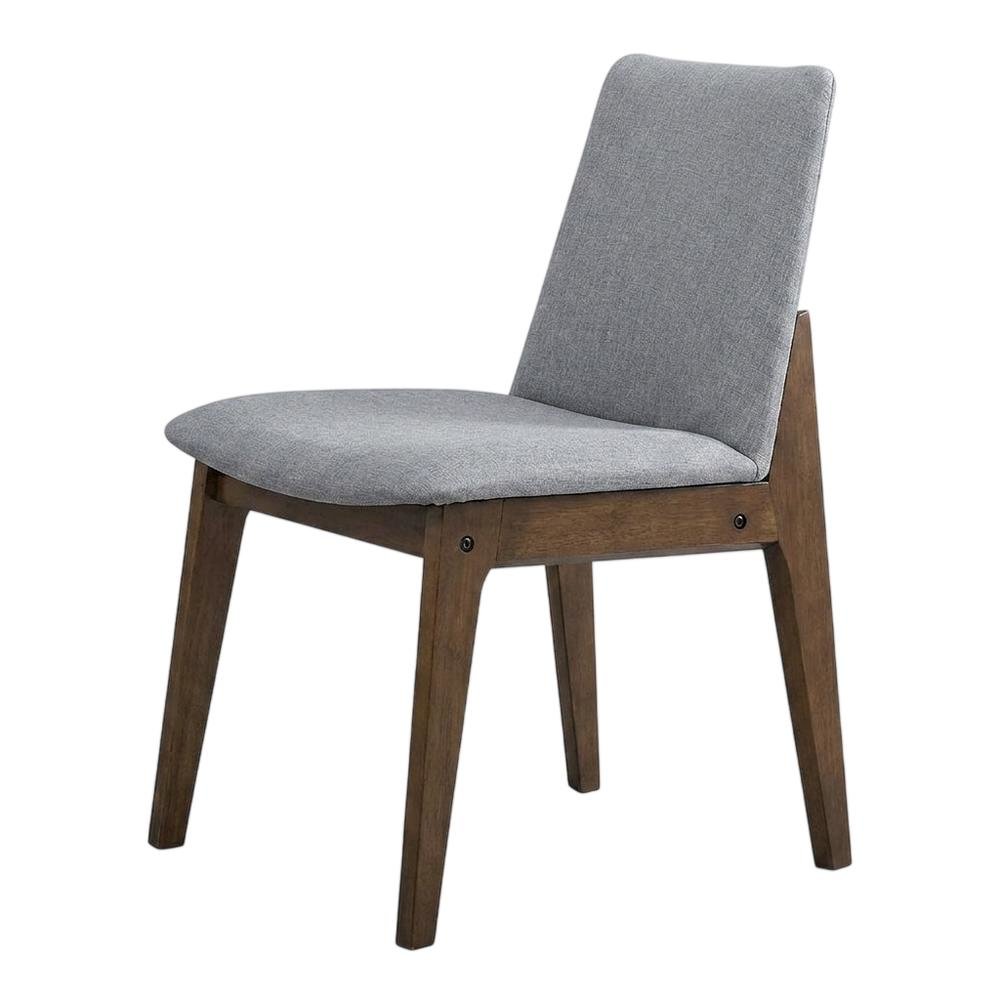 Fabric Dining Side Chair, Scandinavian, Light Gray Fabric & Walnut, Set of 2. Picture 5