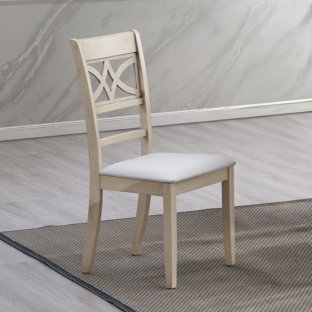 Ferris Side Chair (Set-2) Beige Linen & Antique Bone White. Picture 2