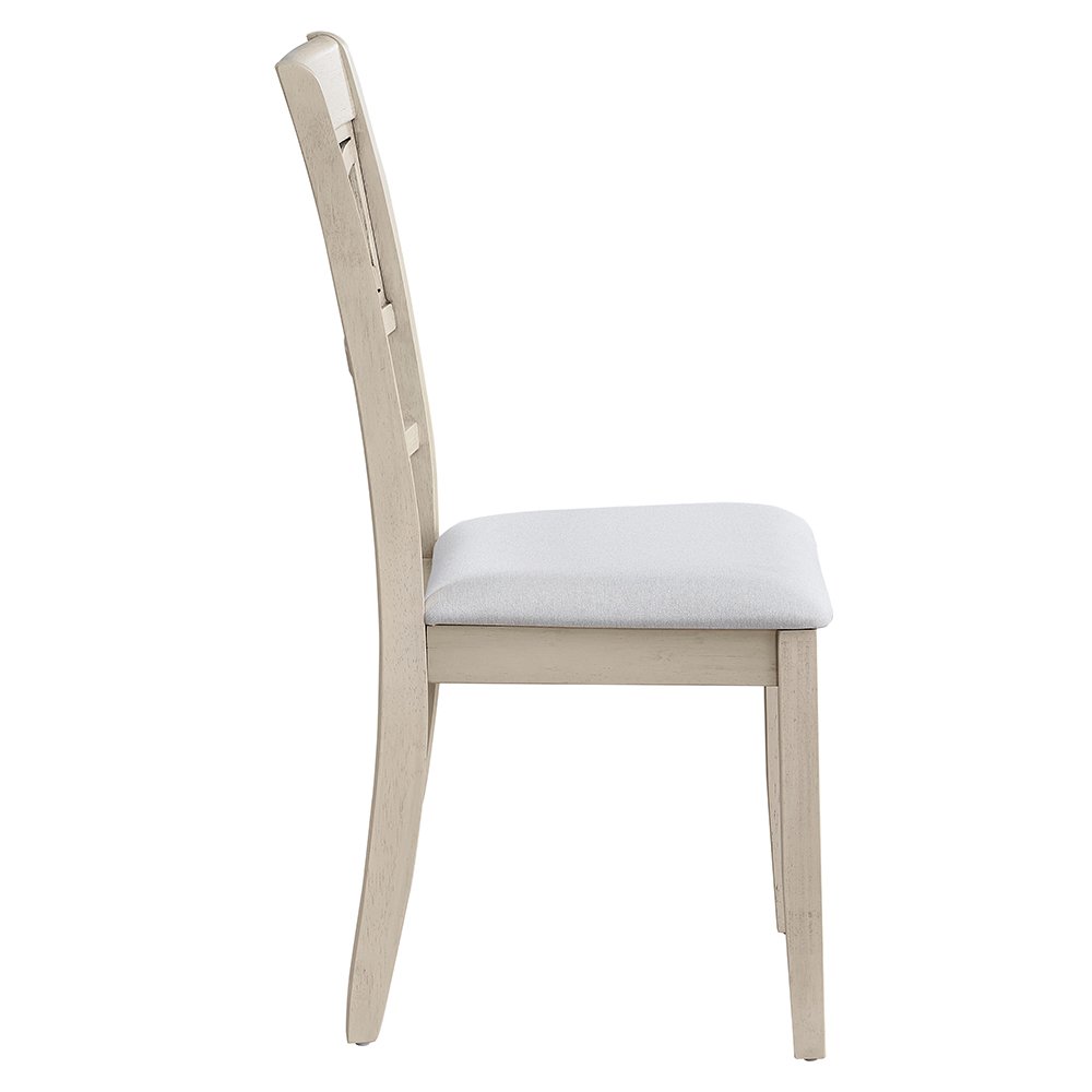 Ferris Side Chair (Set-2) Beige Linen & Antique Bone White. Picture 5