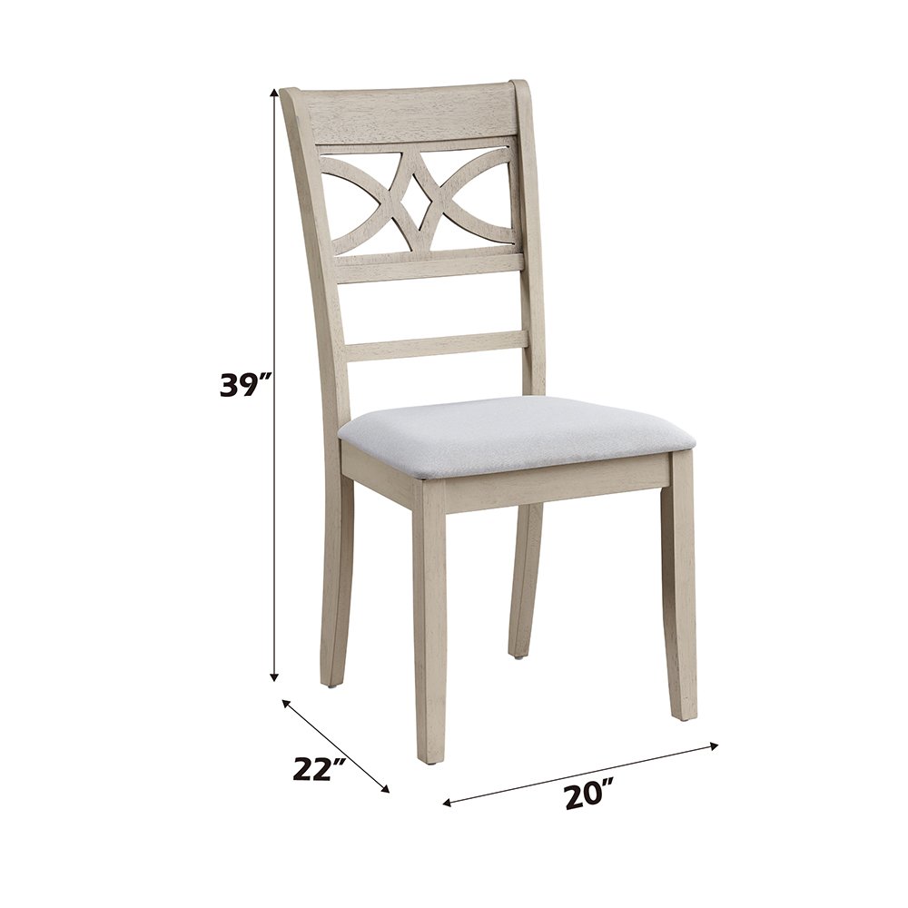 Ferris Side Chair (Set-2) Beige Linen & Antique Bone White. Picture 7