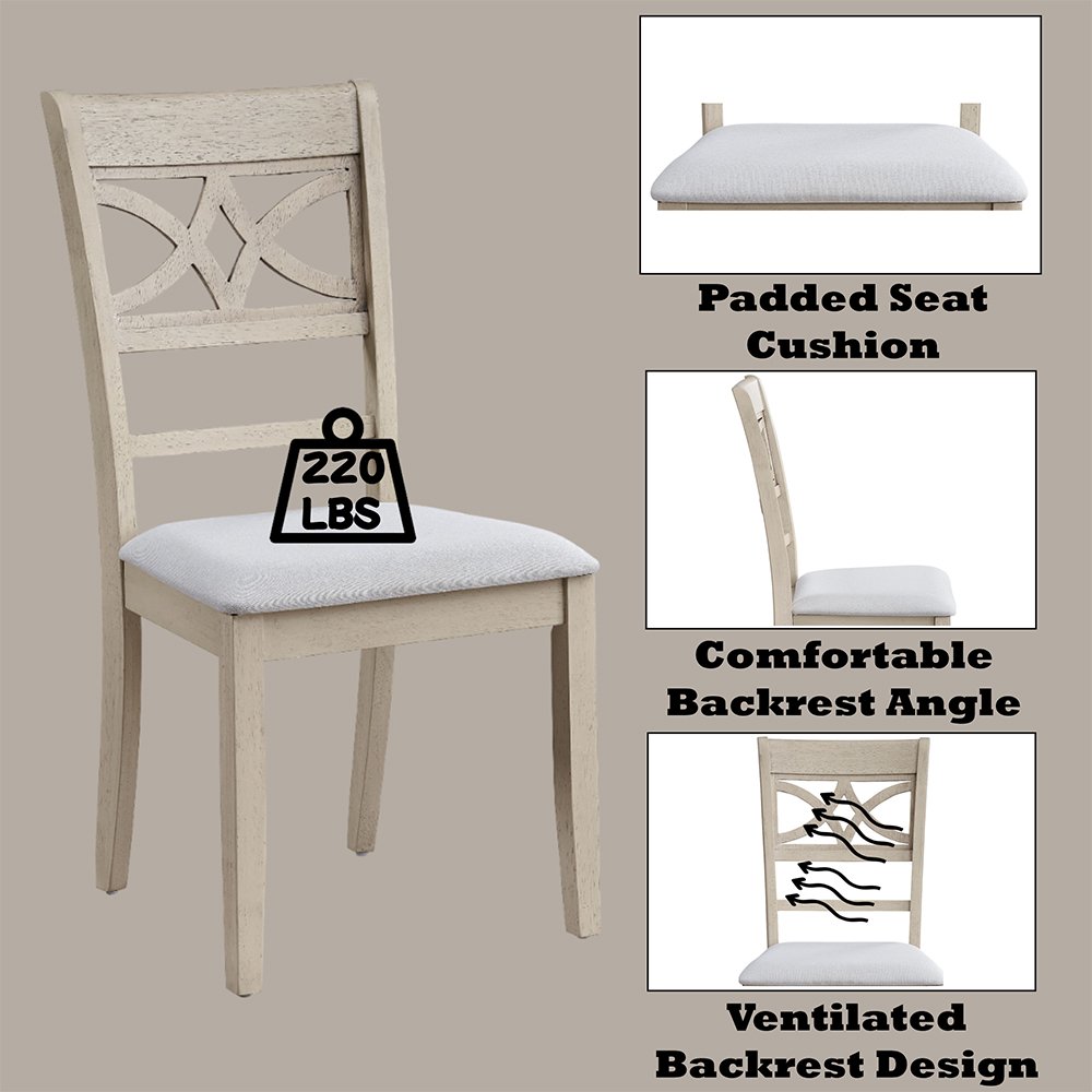 Ferris Side Chair (Set-2) Beige Linen & Antique Bone White. Picture 8