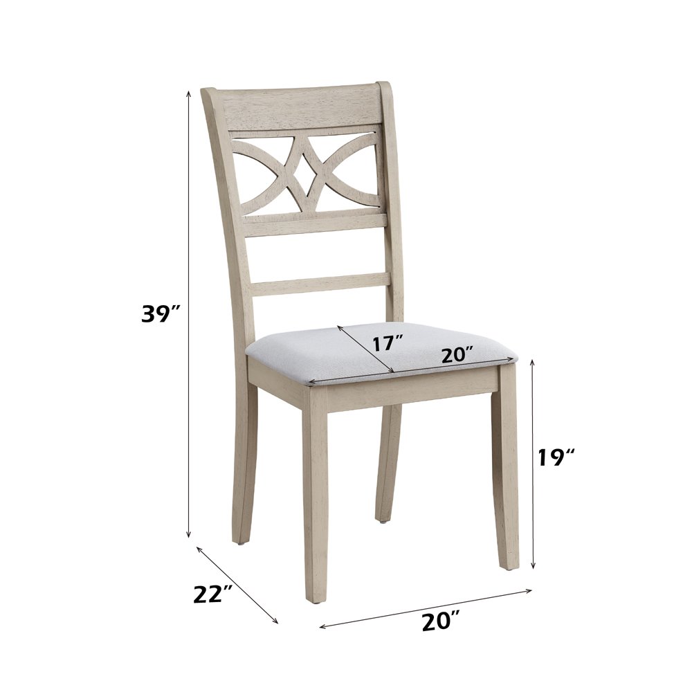 Ferris Side Chair (Set-2) Beige Linen & Antique Bone White. Picture 9