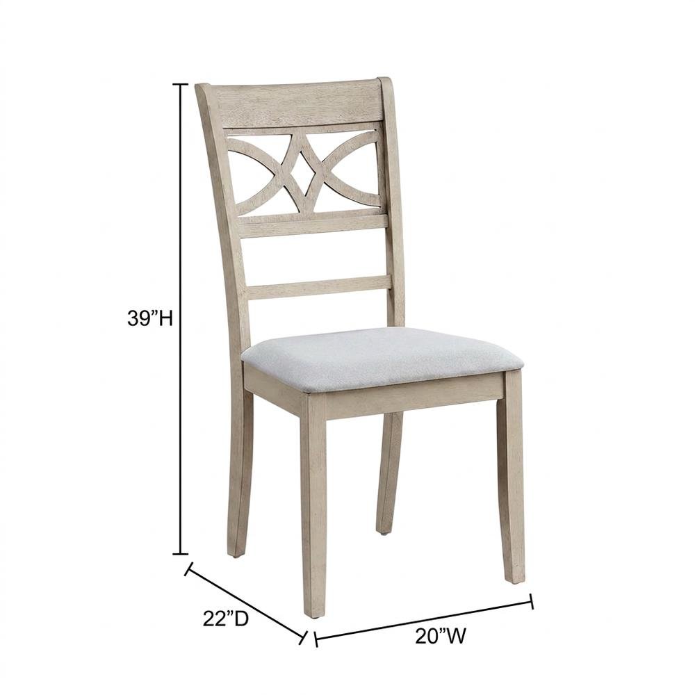 Linen Dining Side Chairs with Wood Frame, Beige Linen & Antique Bone White, Set of 2. Picture 6