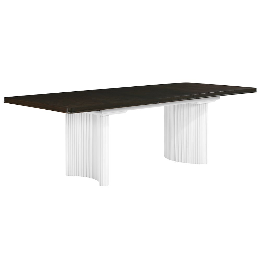 Carena Dining Table w/Leaf White & Walnut. Picture 2