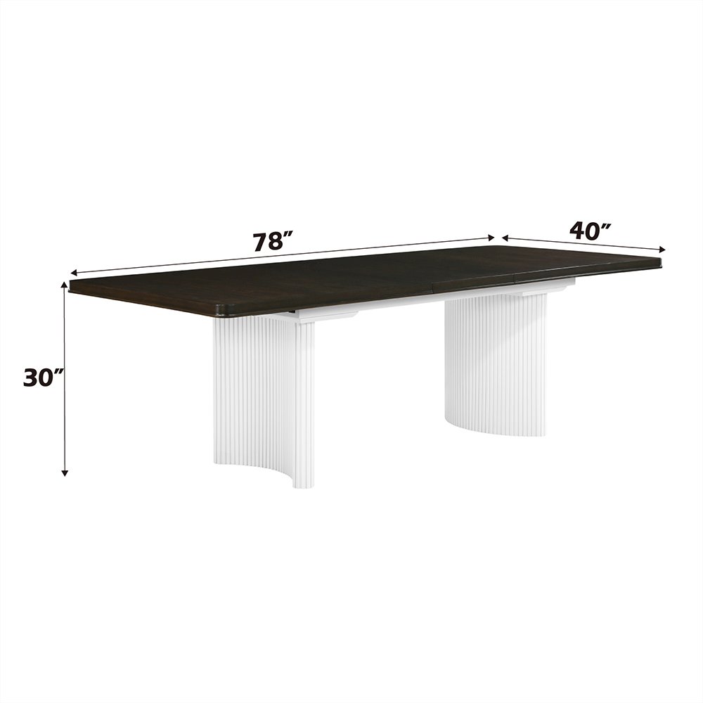 Carena Dining Table w/Leaf White & Walnut. Picture 6