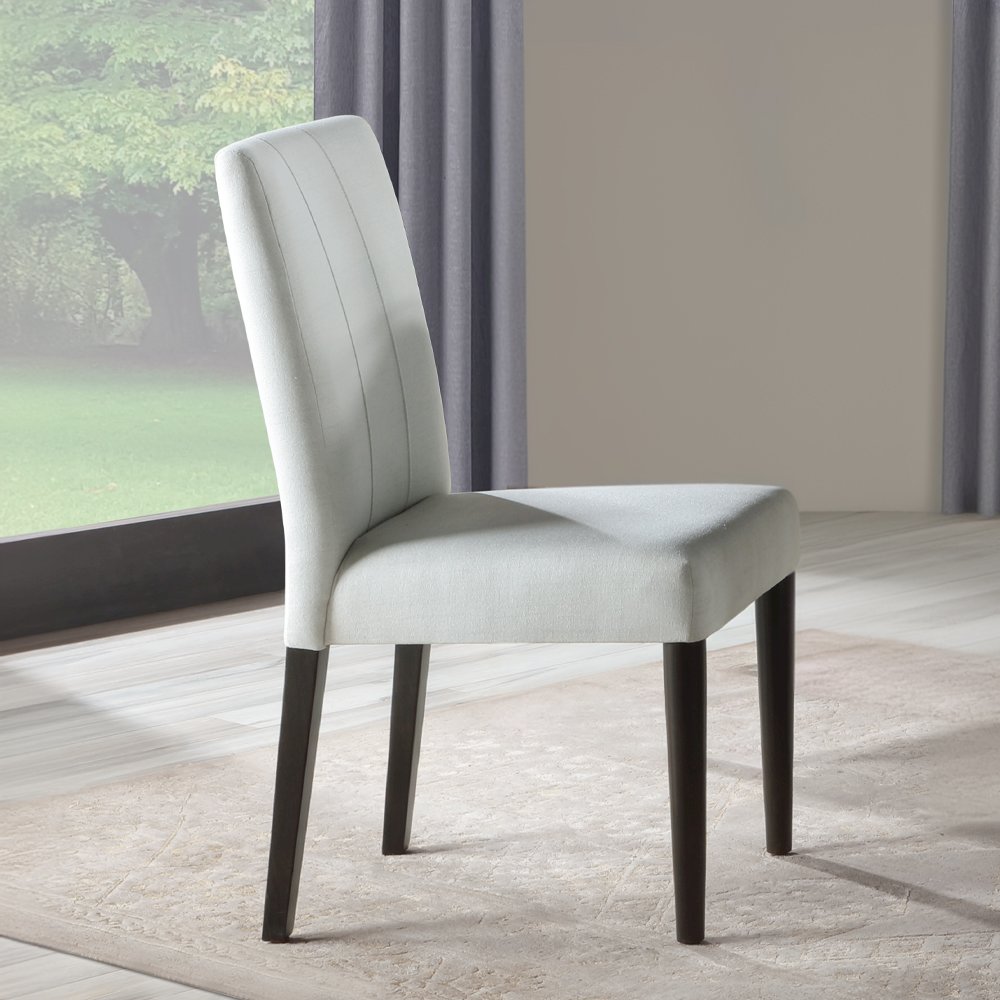 Carena Side Chair (Set-2) Light Gray Fabric, White & Walnut. Picture 1