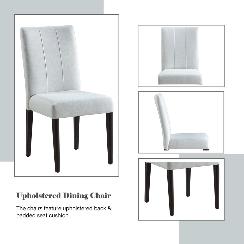 Carena Side Chair (Set-2) Light Gray Fabric, White & Walnut. Picture 7