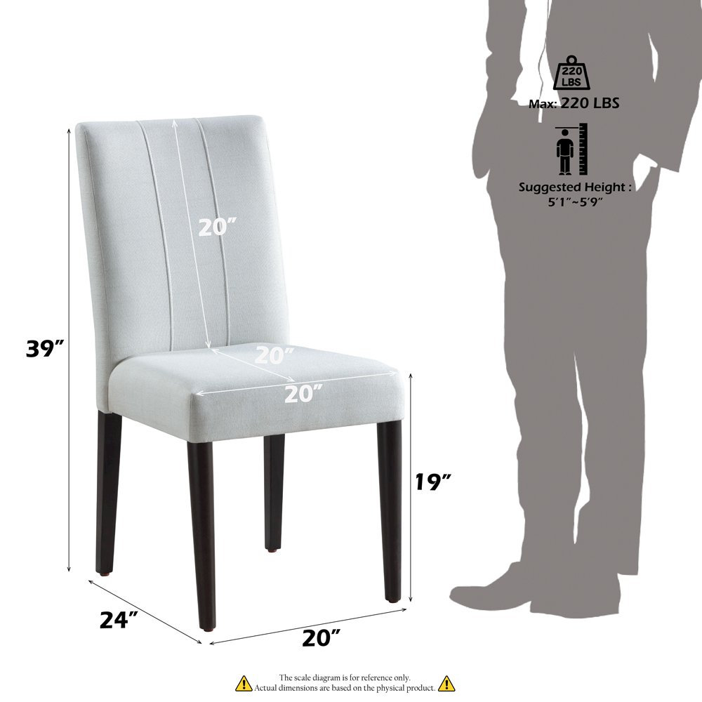 Carena Side Chair (Set-2) Light Gray Fabric, White & Walnut. Picture 8
