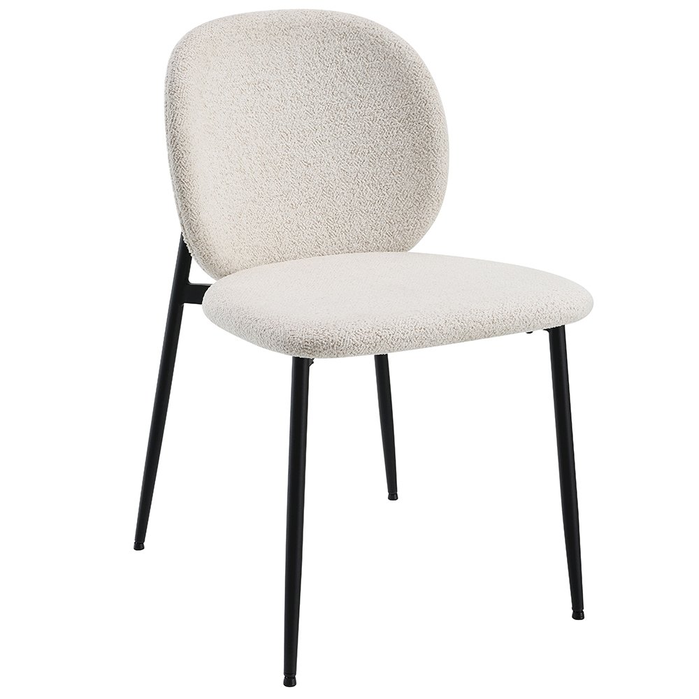 Klaus Side Chair (Set-2) White Boucle & Black. Picture 2