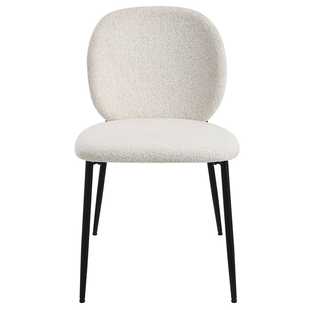 Klaus Side Chair (Set-2) White Boucle & Black. Picture 3