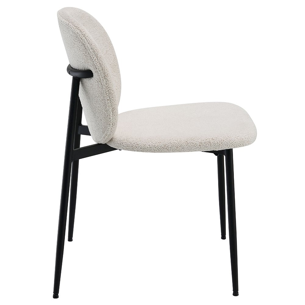 Klaus Side Chair (Set-2) White Boucle & Black. Picture 4