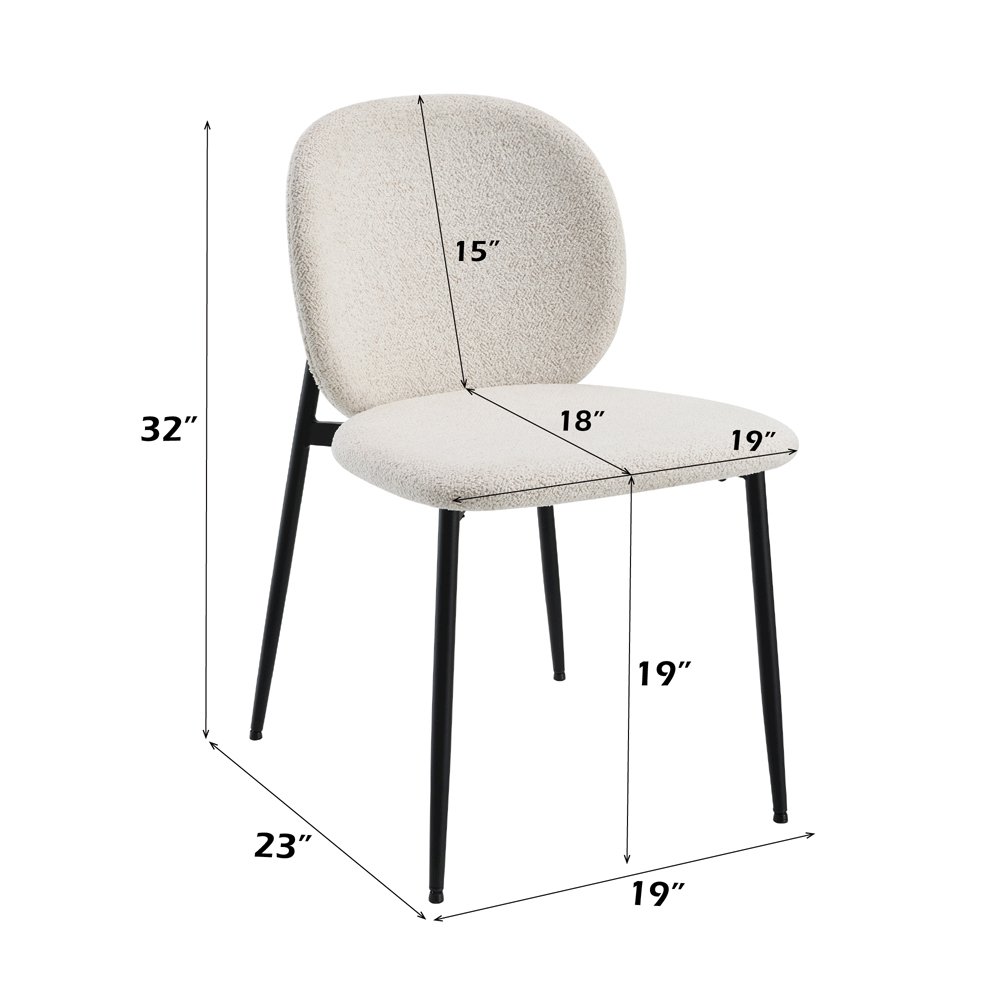 Klaus Side Chair (Set-2) White Boucle & Black. Picture 6