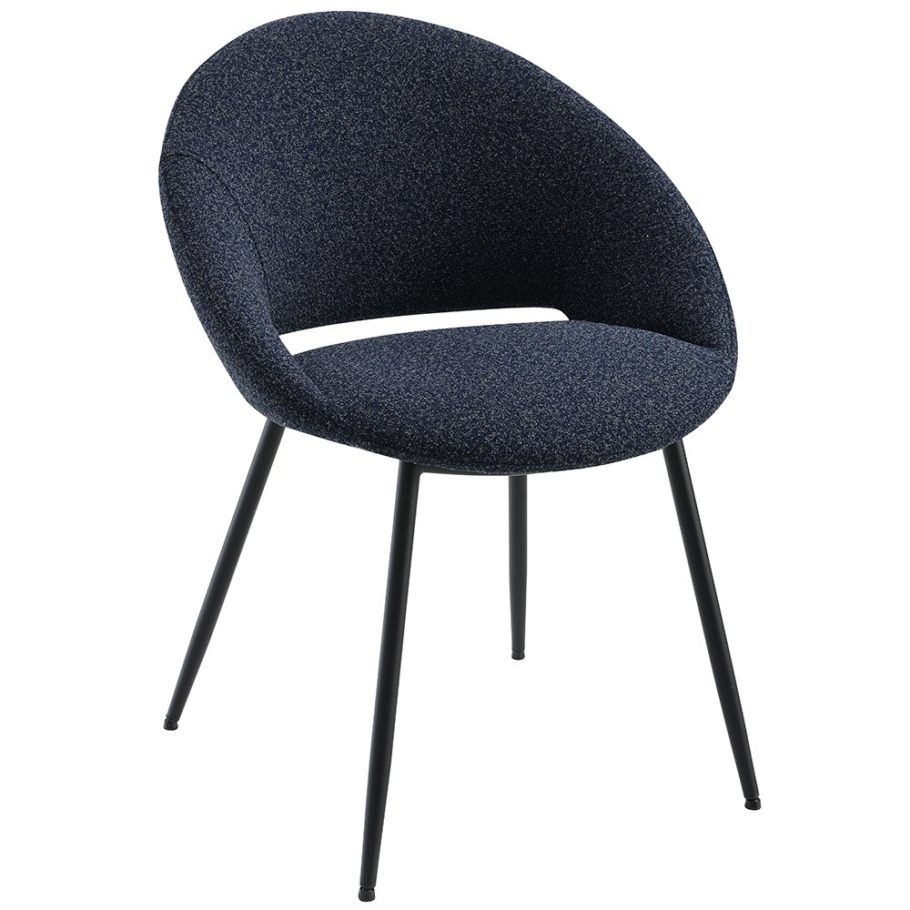 Klaus Side Chair (Set-2) Navy Boucle & Black. Picture 2